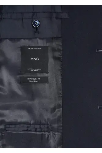 Süper Dar Kesimli Blazer Ceket-Lacivert - 7