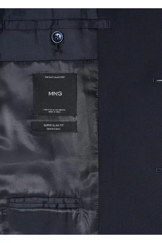 Süper Dar Kesimli Blazer Ceket-Lacivert - 7