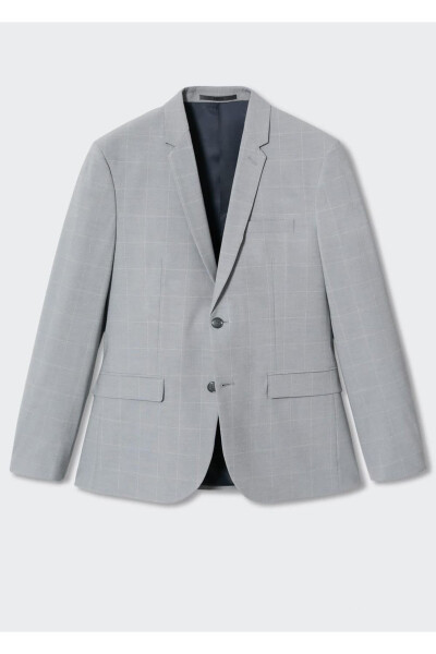 Süper Dar Kesimli Kareli Blazer Ceket - 3