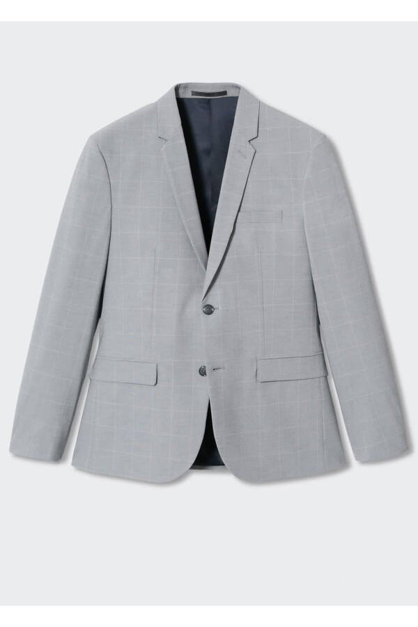 Süper Dar Kesimli Kareli Blazer Ceket - 3