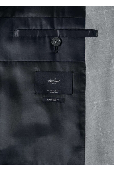 Süper Dar Kesimli Kareli Blazer Ceket - 5