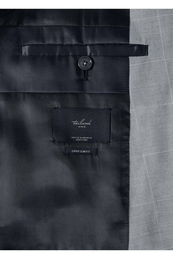 Süper Dar Kesimli Kareli Blazer Ceket - 5