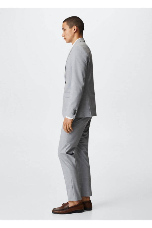 Süper Dar Kesimli Kareli Blazer Ceket - 6