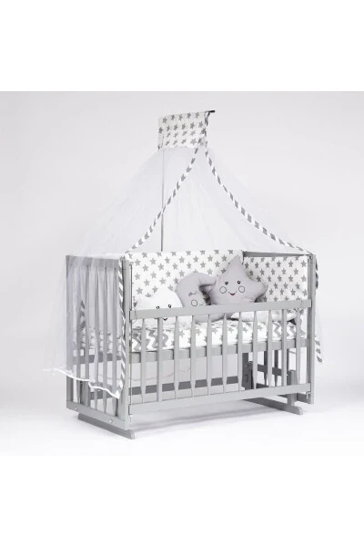 Super Natural wood Crib 4 levels Gray Bedside Sleeper - BEBEGET (1)