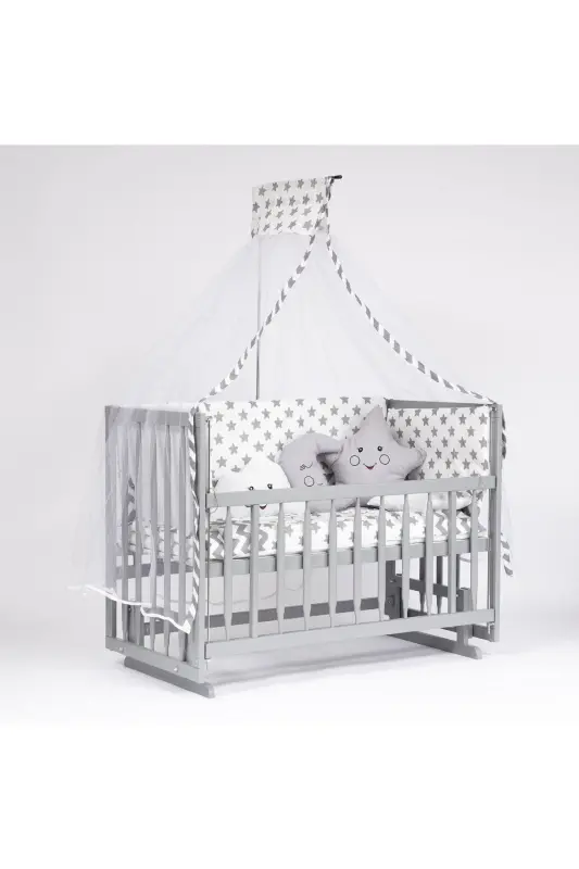 Super Natural wood Crib 4 levels Gray Bedside Sleeper - 3