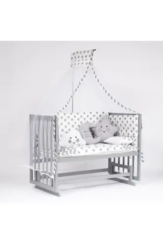 Super Natural wood Crib 4 levels Gray Bedside Sleeper - 4