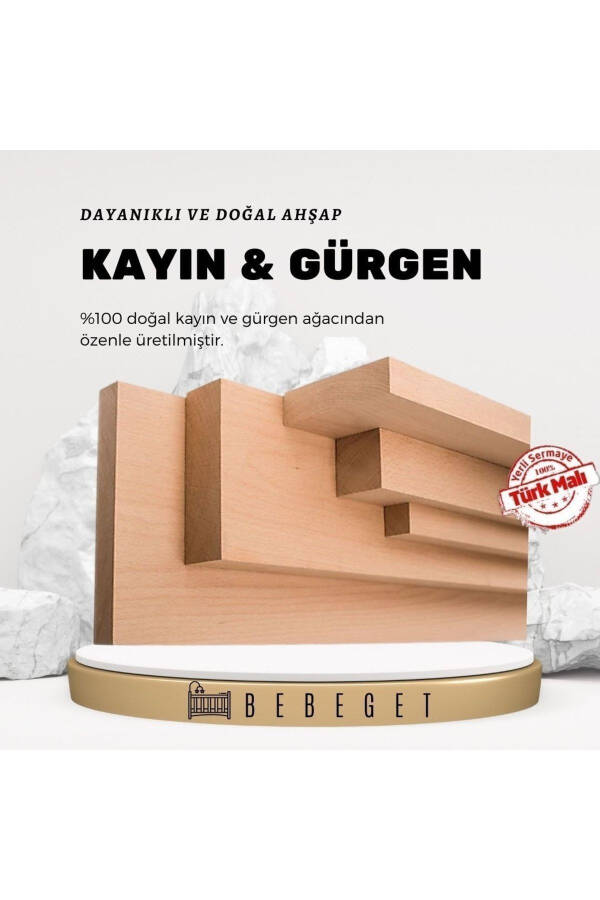 Супер Naturalahşap Beşik 4 Kademeli Gri Anne Yanı - 8