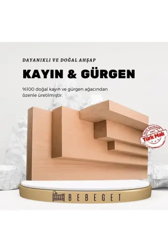 Супер Naturalahşap Beşik 4 Kademeli Gri Anne Yanı - 9