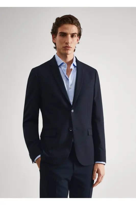 Super Slim Fit Blazer - Navy Blue - 2