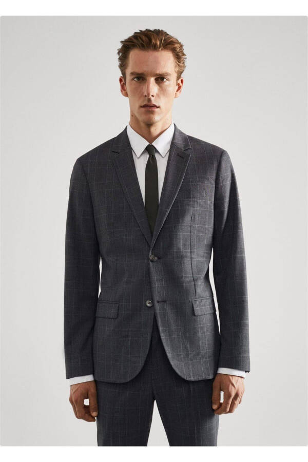 Super Slim Fit Checkered Blazer Jacket - 1