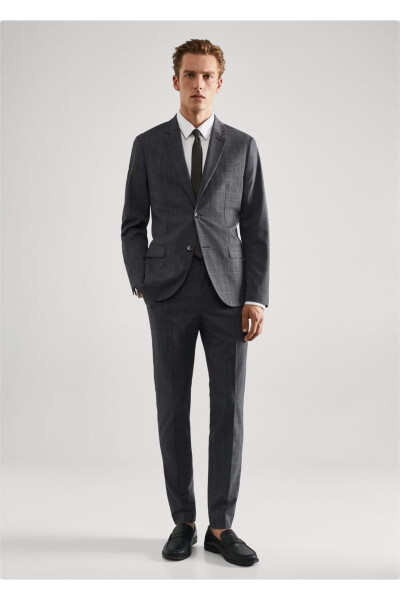 Super Slim Fit Checkered Blazer Jacket - MANGO MAN (1)