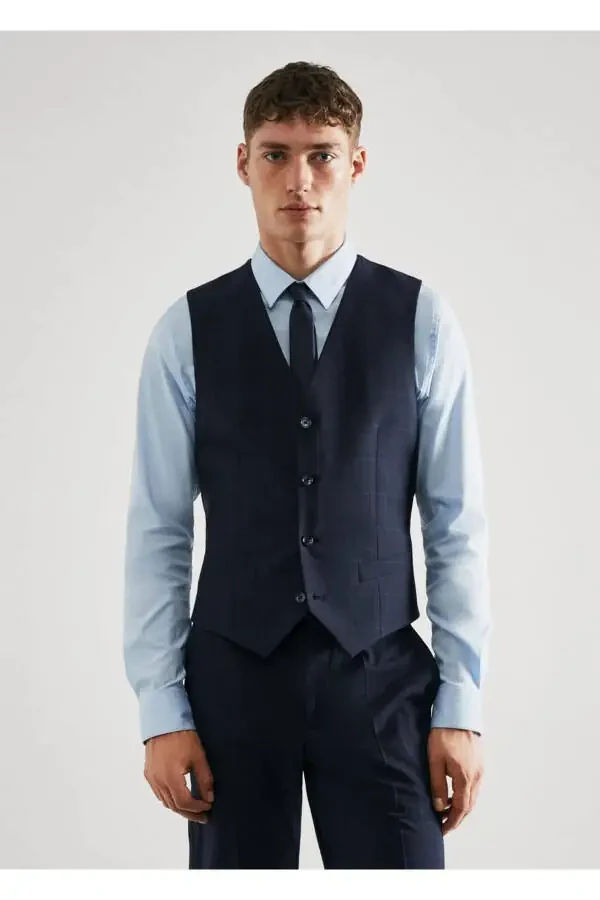 Super Slim Fit Checkered Vest - 1