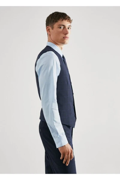 Super Slim Fit Kafesli Jiletka - 7