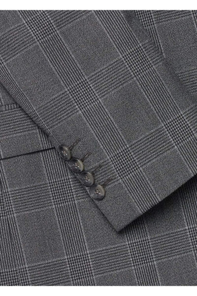 Süper Slim Fit Kareli Blazer Ceket - 5