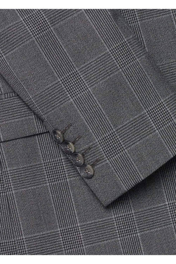 Süper Slim Fit Kareli Blazer Ceket - 5
