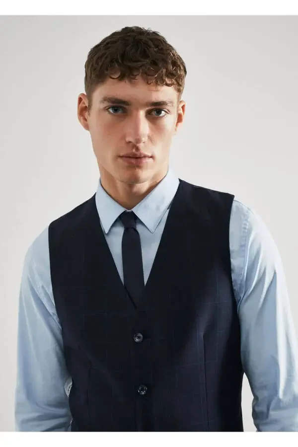 Супер Slim Fit клетчатый жилет - 5