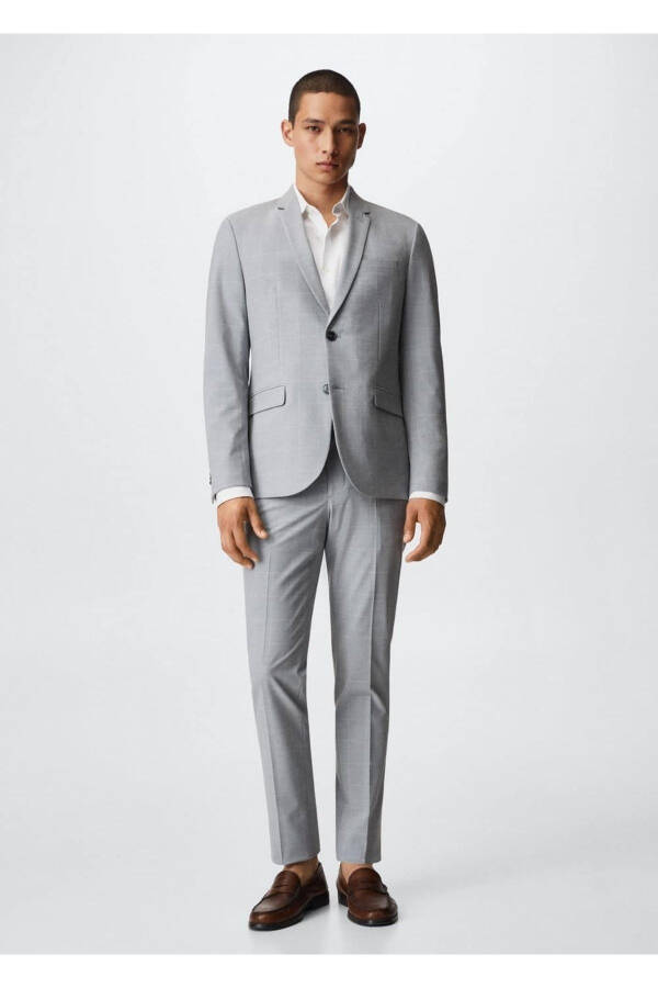 Super Slim Fit Plaid Blazer Jacket - 2