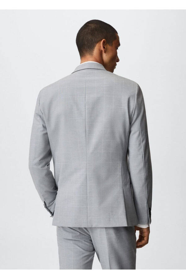 Super Slim Fit Plaid Blazer Jacket - 4