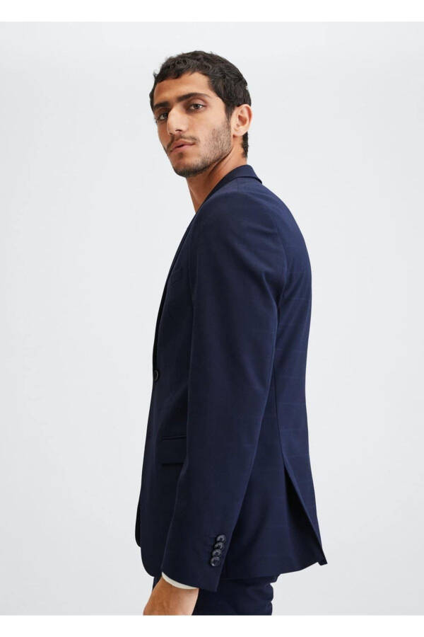 Super Slim Fit Plaid Blazer Jacket - 7