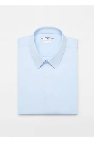 Süper Slim Fit Poplin Gömlek - Gök Mavisi - 6