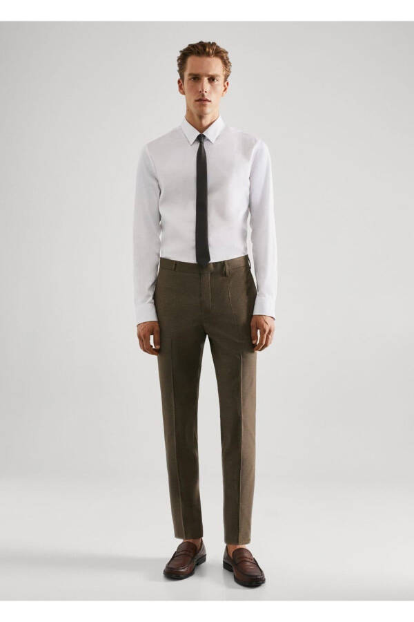 Süper Slim Fit Streç Kumaştan Kumaş Pantolon - 6