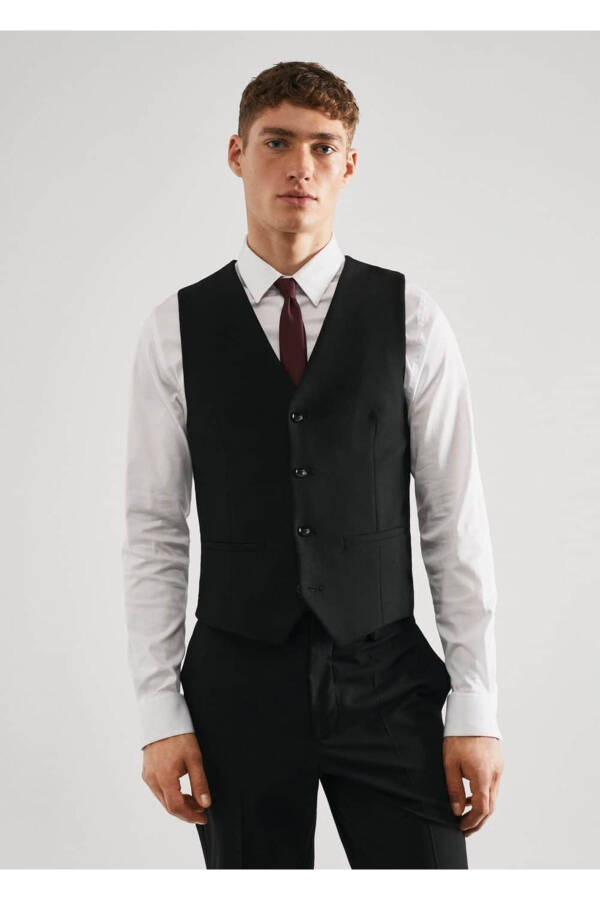 Super Slim Fit Stretch Fabric Vest - 1