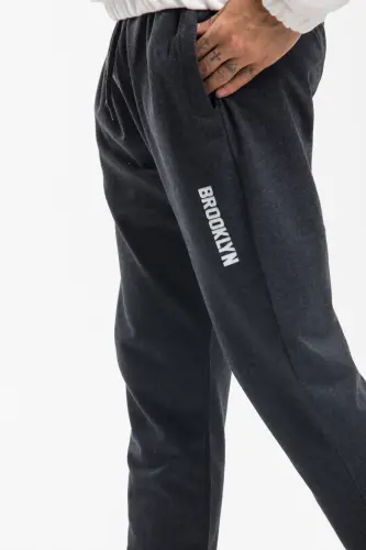 Superlife Erkak Regular Fit Broklyn Baskılı İnce Eşofman Altı SPR 205-ANTRASIT - 5