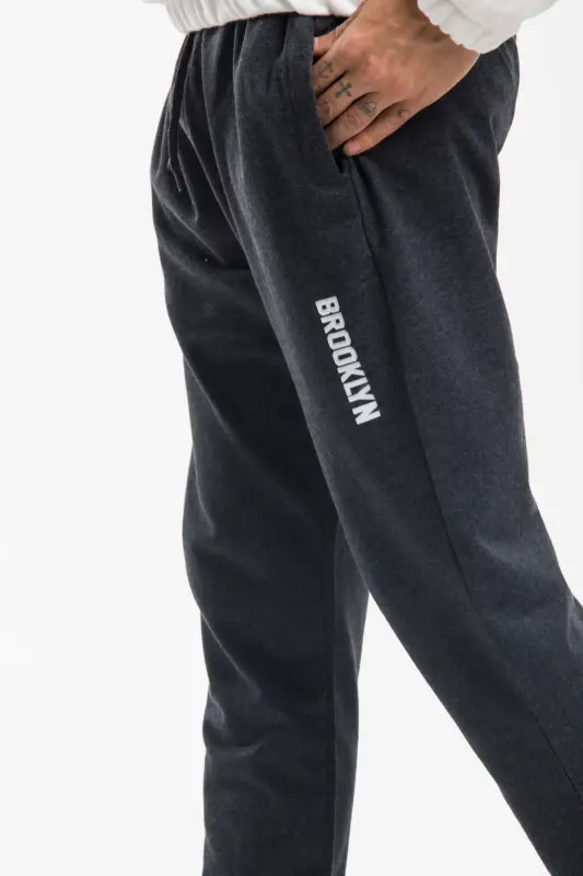 Superlife Erkak Regular Fit Broklyn Baskılı İnce Eşofman Altı SPR 205-ANTRASIT - 5