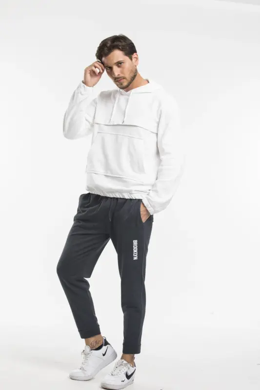 Superlife Erkak Regular Fit Broklyn Baskılı İnce Eşofman Altı SPR 205-ANTRASIT - SUPERLIFE