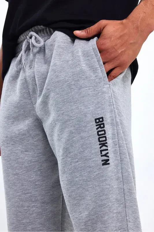 Süperlife Erkek Regular Fit Broklyn Baskılı İnce Eşofman Altı SPR 203-GRİ MEL - 5