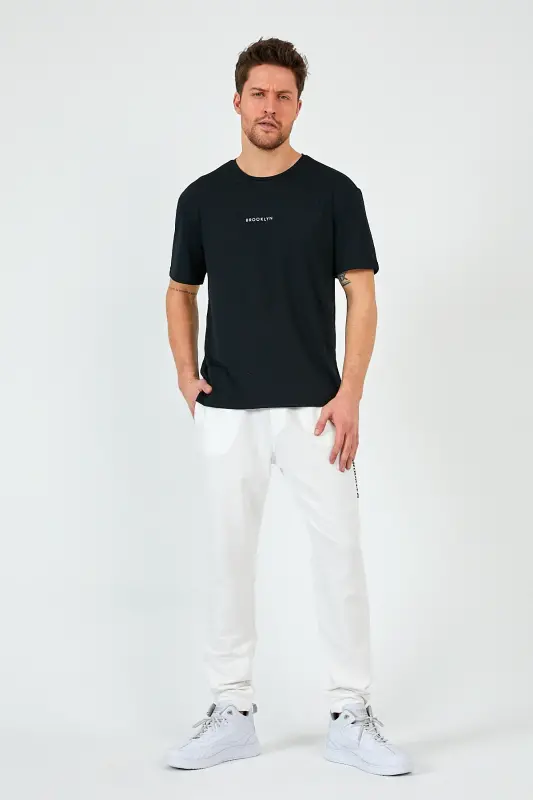 Superlife Men's Regular Fit Broklyn Printed Thin Sweatpants Spr 203-ECRU - 3