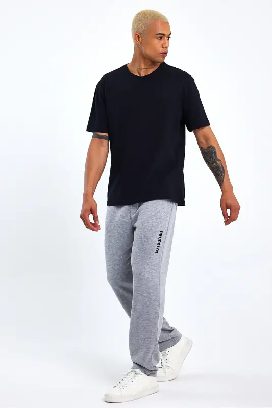 Superlife Men's Regular Fit Broklyn Printed Thin Sweatpants SPR 203-GRİ MEL - 2