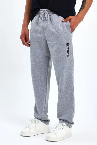 Superlife Men's Regular Fit Broklyn Printed Thin Sweatpants SPR 203-GRİ MEL - 6