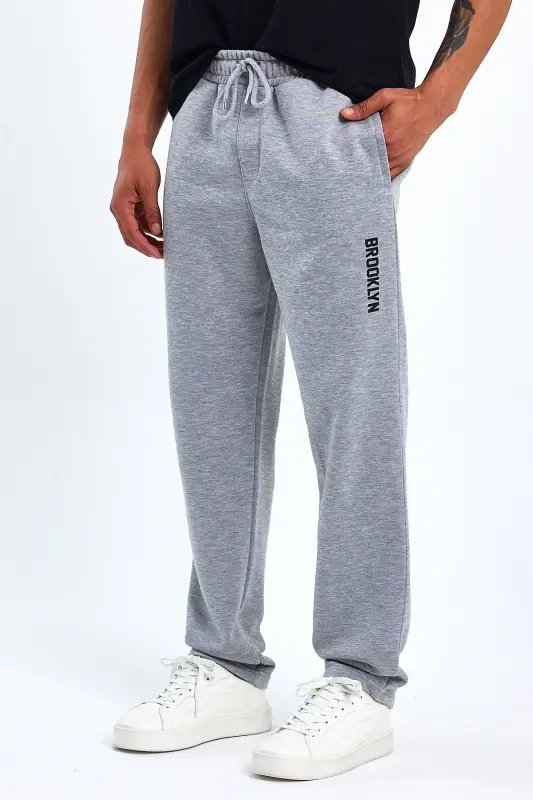 Superlife Men's Regular Fit Broklyn Printed Thin Sweatpants SPR 203-GRİ MEL - 6