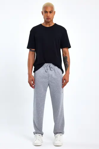 Superlife Men's Regular Fit Broklyn Printed Thin Sweatpants SPR 203-GRİ MEL - 1