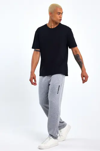 Superlife Men's Regular Fit Broklyn Printed Thin Sweatpants SPR 203-GRİ MEL - SUPERLIFE (1)