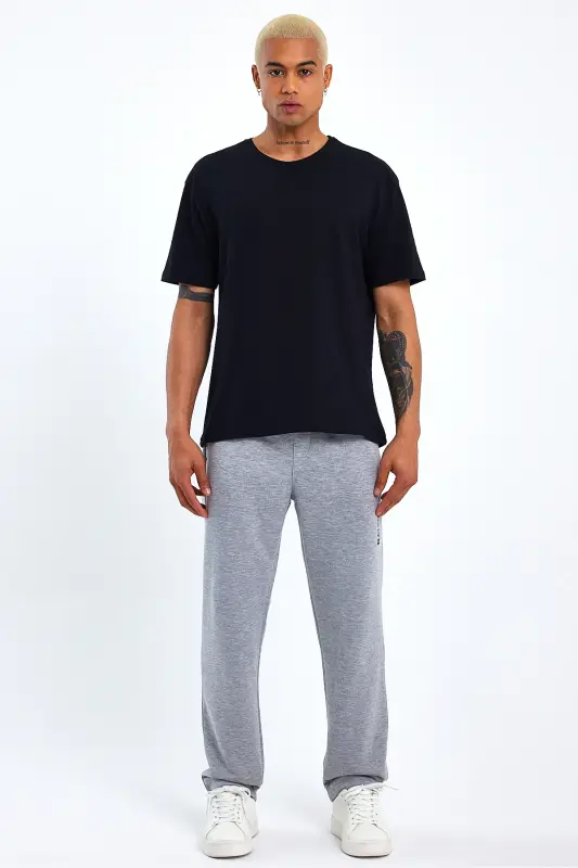 Superlife Men's Regular Fit Broklyn Printed Thin Sweatpants SPR 203-GRİ MEL - 3