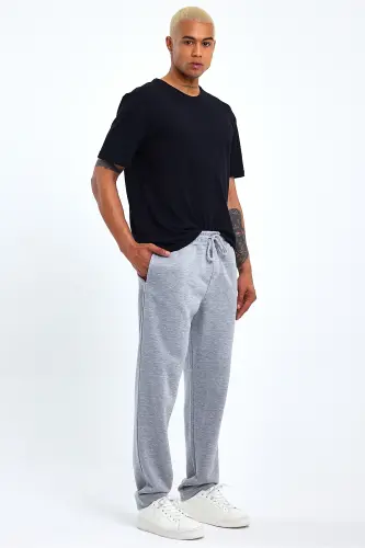Superlife Men's Regular Fit Broklyn Printed Thin Sweatpants SPR 203-GRİ MEL - 4