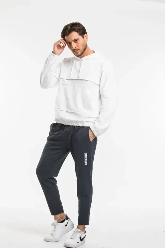 Superlife Men's Regular Fit Broklyn Printed Thin Sweatpants SPR 205-ANTHRACITE - 1