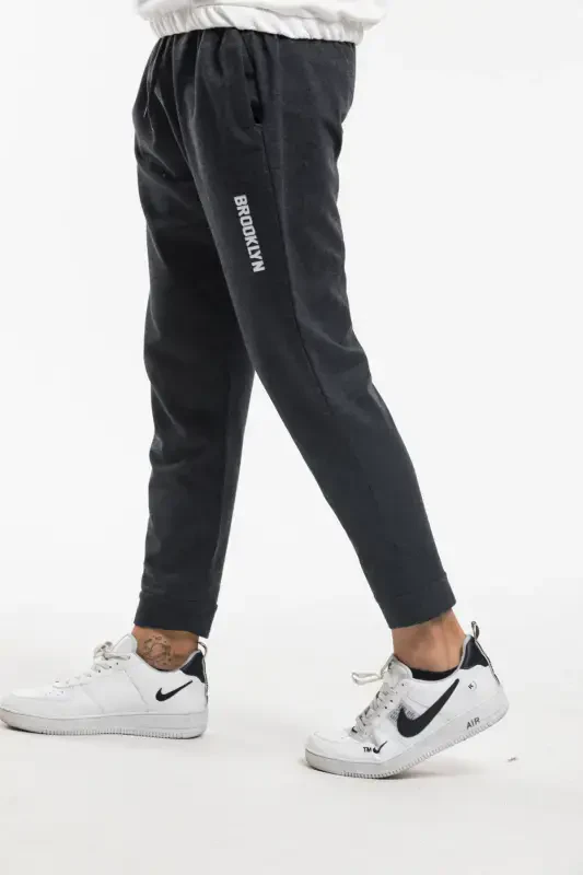 Superlife Men's Regular Fit Broklyn Printed Thin Sweatpants SPR 205-ANTHRACITE - 4