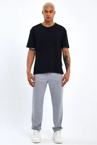 Superlife Men's Regular Fit Brooklyn Printed Thin Sweatpants SPR 203-GRAY MEL - 1