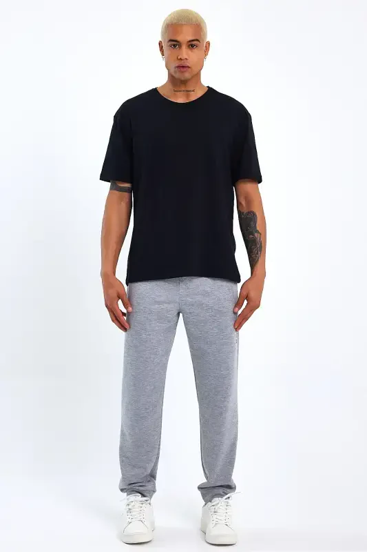 Superlife Men's Regular Fit Brooklyn Printed Thin Sweatpants SPR 203-GRAY MEL - 1