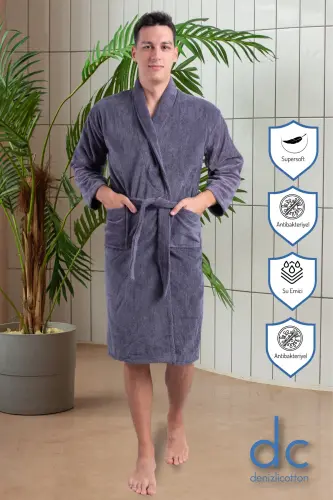 SuperSoft Men's Antibacterial Bathrobe-ANTHRACITE - 1