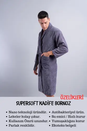 SuperSoft Men's Antibacterial Bathrobe-ANTHRACITE - DENIZLICOTTON (1)