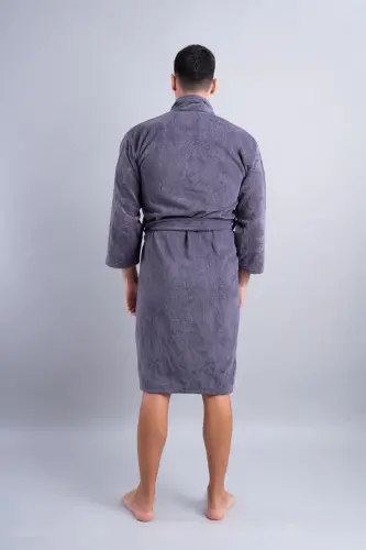SuperSoft Men's Antibacterial Bathrobe-ANTHRACITE - 4