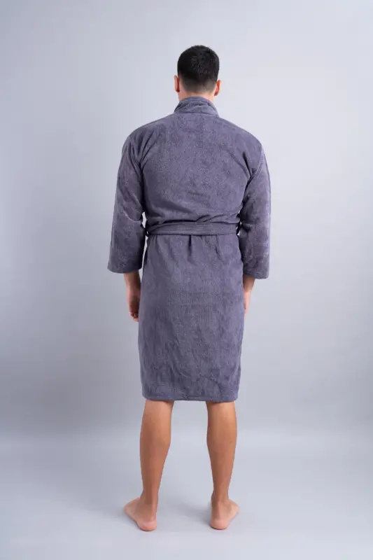 SuperSoft Men's Antibacterial Bathrobe-ANTHRACITE - 4