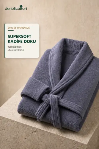 SuperSoft Men's Antibacterial Bathrobe - ANTHRACITE - DENIZLICOTTON (1)