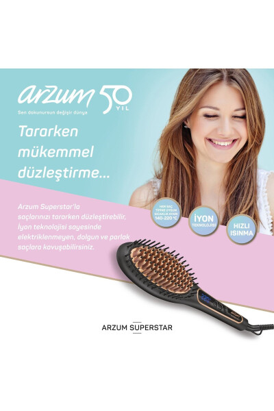 Superstar Hair Straightening Brush AR5036 Comb Black - 2