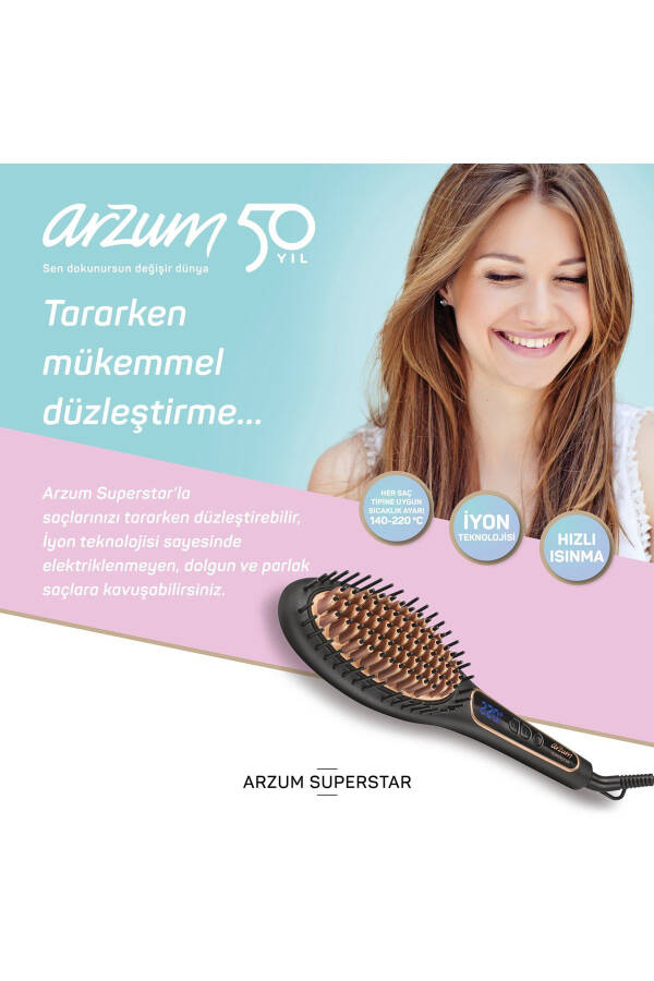 Superstar Hair Straightening Brush AR5036 Comb Black - 2