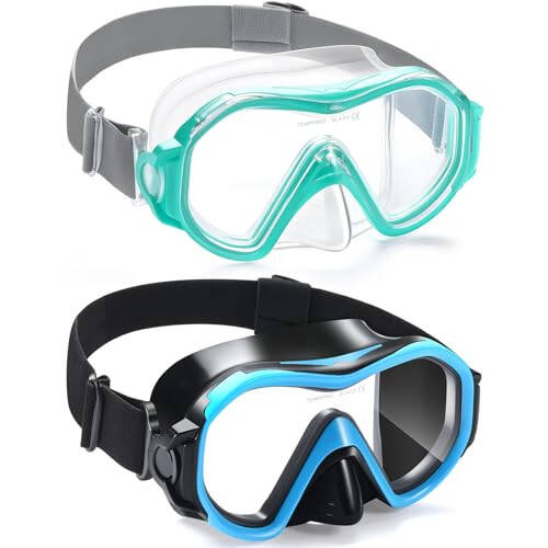 Supertrip Adult Swim Goggles Swimming Goggles with Nose Cover Elastic Fabric Strap Tempered Glass Snorkeling Gear for Adults - 1